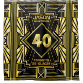 Rideaux De Douche 40e anniversaire Art Déco Gold Black Great Gatsby (Devant)