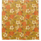 Rideaux De Douche 60 ans rétro/les années 70 Orange & Olive Green Fl (Devant)