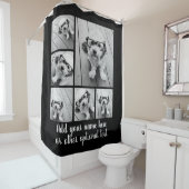 Rideaux De Douche 6 Collage photo avec monogramme rose (En situation)