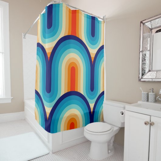 Rideaux De Douche 70s Rainbow Curves (En situation)