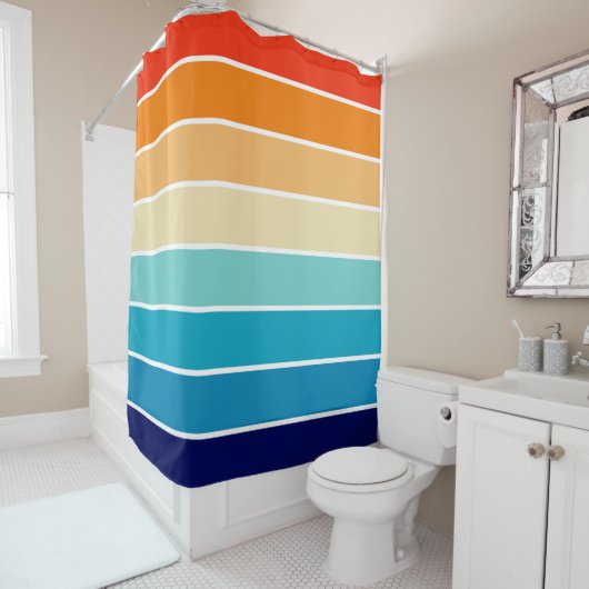 Rideaux De Douche 70s Rainbow Stripes (En situation)
