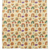 Rideaux De Douche 70s Style Curtain Groovy Pastel Rainbow Design (Devant)