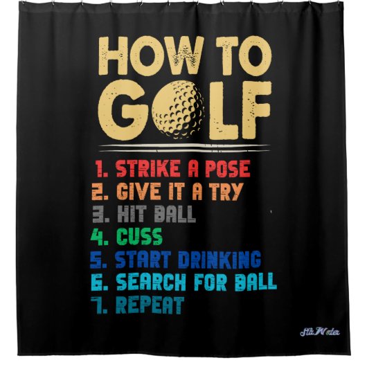 Rideaux De Douche 7 étapes amusantes comment golf (Devant)