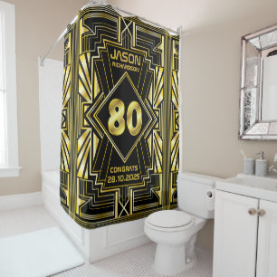Rideaux De Douche 80e anniversaire Art Déco Gold Black Great Gatsby