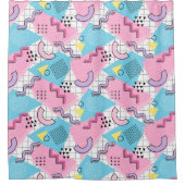 Rideaux De Douche 80's Memphis Active Pink Light Blue (Devant)