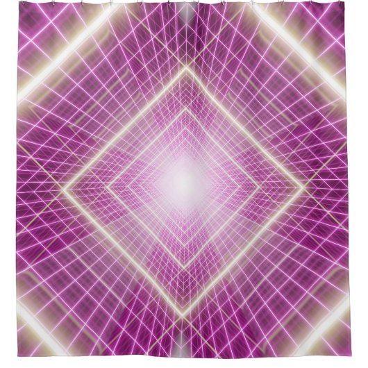 Rideaux De Douche 80s Rétro : Arrière - plan 3D Sci-Fi. (Devant)