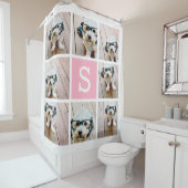 Rideaux De Douche 8 Collage photo avec monogramme rose (En situation)