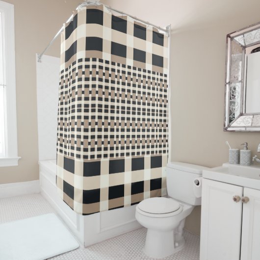 Rideaux De Douche à damiers Brown beige (En situation)
