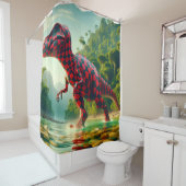 Rideaux De Douche à damiers Dinosaur (En situation)