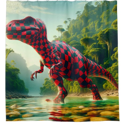 Rideaux De Douche à damiers Dinosaur (Devant)