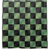 Rideaux De Douche À damiers moderne vert olive noir dégradé (Devant)