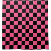 Rideaux De Douche à damiers rose chaud et noir (Devant)