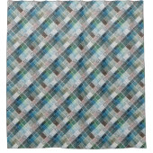 Rideaux De Douche à damiers, tartan, plaid, classique, bleu, blanc (Devant)