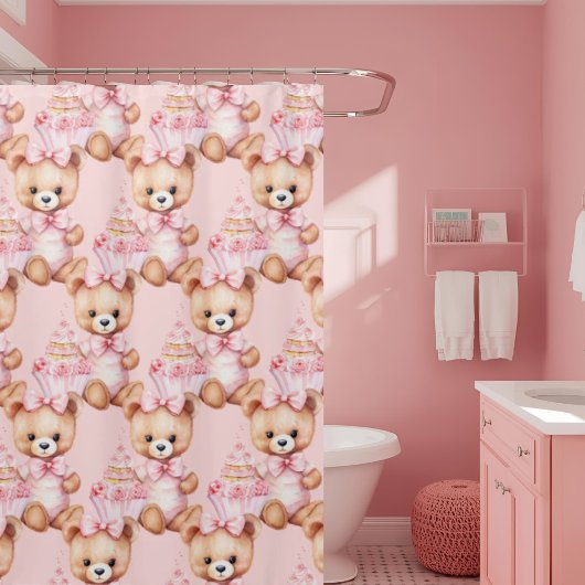 Rideaux de douche à oreille rose Fille