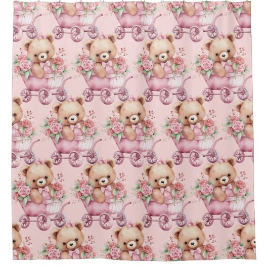 Rideaux de douche à oreille rose Fille (Devant)