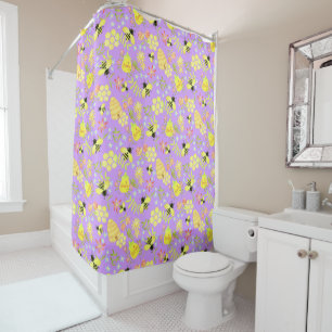 Rideaux De Douche Abeille de miel violet