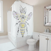 Rideaux De Douche abeille fleurie de miel (En situation)