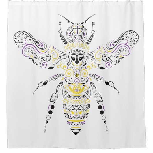 Rideaux De Douche abeille fleurie de miel (Devant)