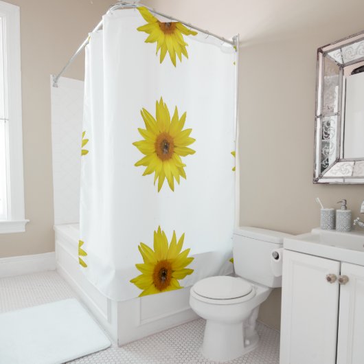 Rideaux De Douche Abeille sur tournesol jaune (En situation)