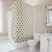 Rideaux De Douche Abeilles sur Honeypeb Motif Jaune Gray Or Rustique (En situation)