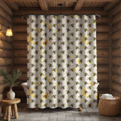 Rideaux De Douche Abeilles sur Honeypeb Motif Jaune Gray Or Rustique