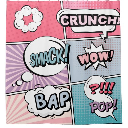 Rideaux De Douche Abstract creative concept comic pop art style blan (Devant)