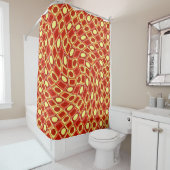 Rideaux De Douche Abstract geometric swirl retro pattern in red  (En situation)