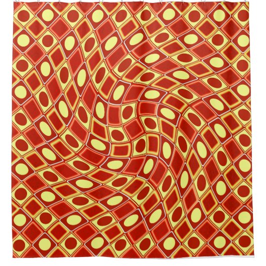 Rideaux De Douche Abstract geometric swirl retro pattern in red  (Devant)