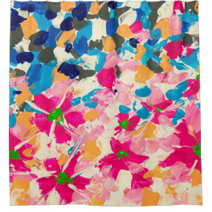 Rideaux De Douche abstract oil painting on canvas. Multi colored wa