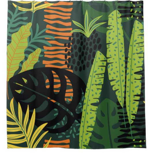 Rideaux De Douche Abstract seamless pattern with tropical leaves. Ha (Devant)