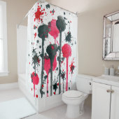 Rideaux De Douche Abstrait 11 rouge noir (En situation)