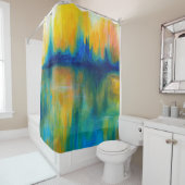 Rideaux De Douche Abstrait 14 orange bleu vert (En situation)