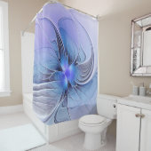 Rideaux De Douche Abstrait Art Fractal Lavande Bleu (En situation)