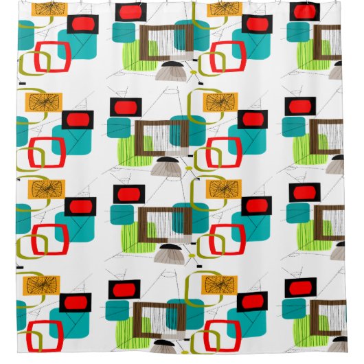 Rideaux De Douche Abstrait au milieu du siècle 3 (Devant)