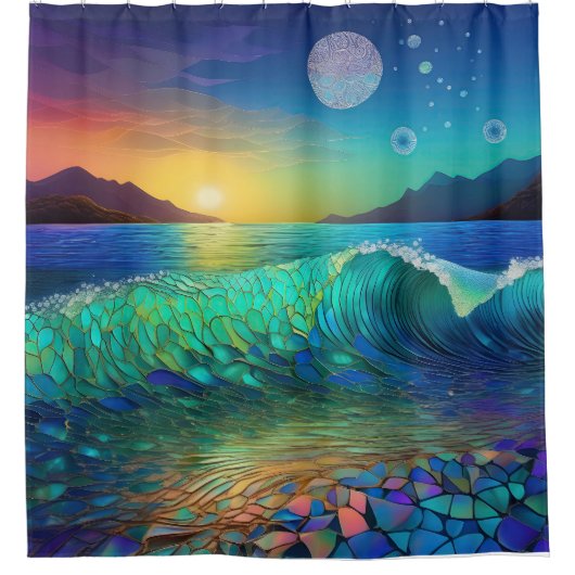Rideaux De Douche Abstrait Azure Seascape (Devant)