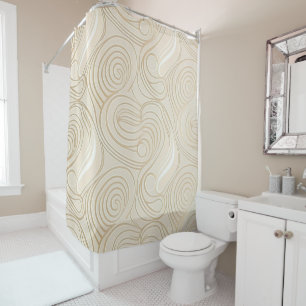 Rideaux De Douche Abstrait blanc et beige