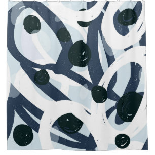 Rideaux De Douche Abstrait bleu et marine brushstrokies peinture ill