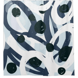 Rideaux De Douche Abstrait bleu et marine brushstrokies peinture ill