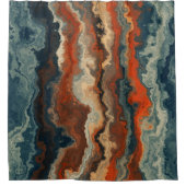 Rideaux De Douche Abstrait bleu et rouille (Devant)