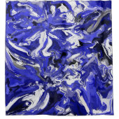 Rideaux De Douche Abstrait bleu, noir et blanc (Devant)