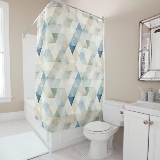 Rideaux De Douche Abstrait Blue Tranquil Motif de plage (En situation)