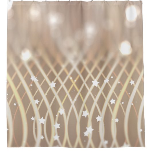 Rideaux De Douche Abstrait Brown, Waves Stars Arrière - plan. (Devant)