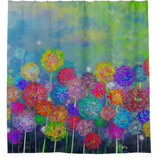 Rideaux De Douche Abstrait champ impressionniste de fleurs (Devant)