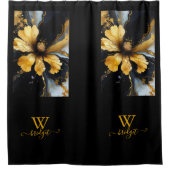 Rideaux De Douche abstrait chic noir floral (Devant)