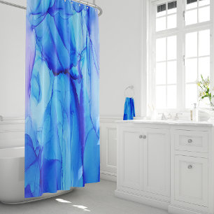 Rideaux De Douche Abstrait contemporain Indigo Blue Purple Swirls