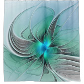 Rideaux De Douche Abstrait De Bleu, Art Fractal Moderne (Devant)