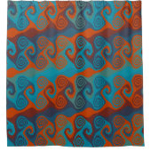 Rideaux De Douche Abstrait de tourbillon orange et turquoise (Devant)