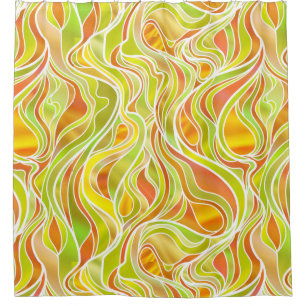 Rideaux De Douche Abstrait de verre coloré orange jaune