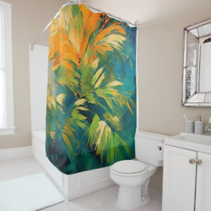 Rideaux De Douche Abstrait Éclosion de palmier – Énergie tropicale e