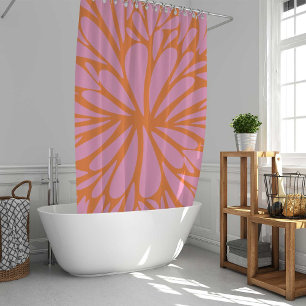 Rideaux De Douche Abstrait floral éclat motif pastel orange & rose